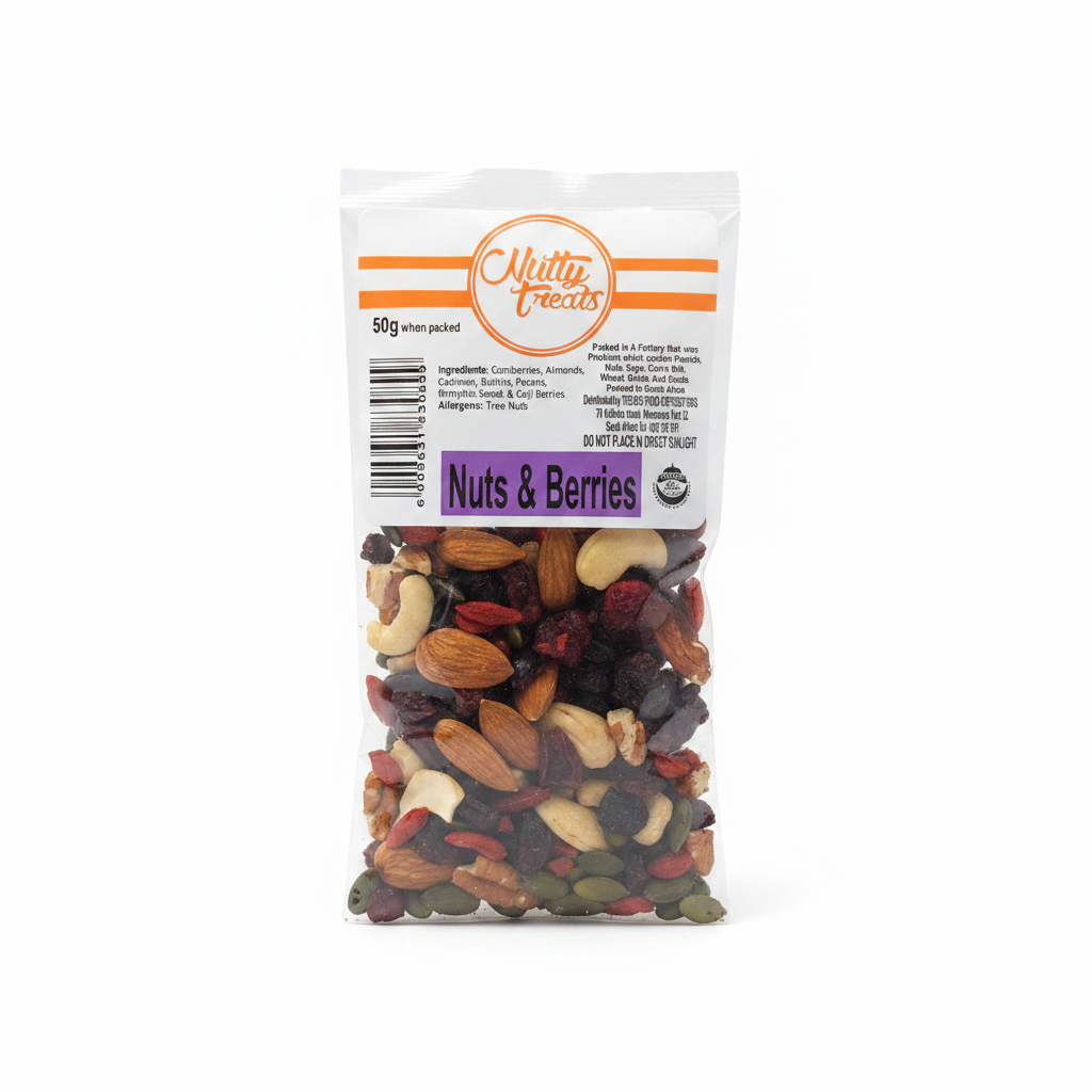 Nutty Treats Nuts & Berries 50g - premium trail mix snack bag